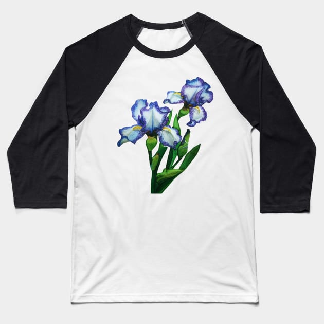 'Next to me' Iris watercolour painting Baseball T-Shirt by Irsaervin